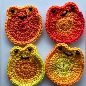 Handmade  frog coasters crochet